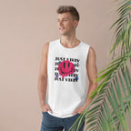 Unisex Smiley Face Tank Top - Just Vibin' Graphic Tee, Summer Casual Wear, Festival Outfit, Unisex Apparel, Gift for Friends Tank Top Faith2Print.