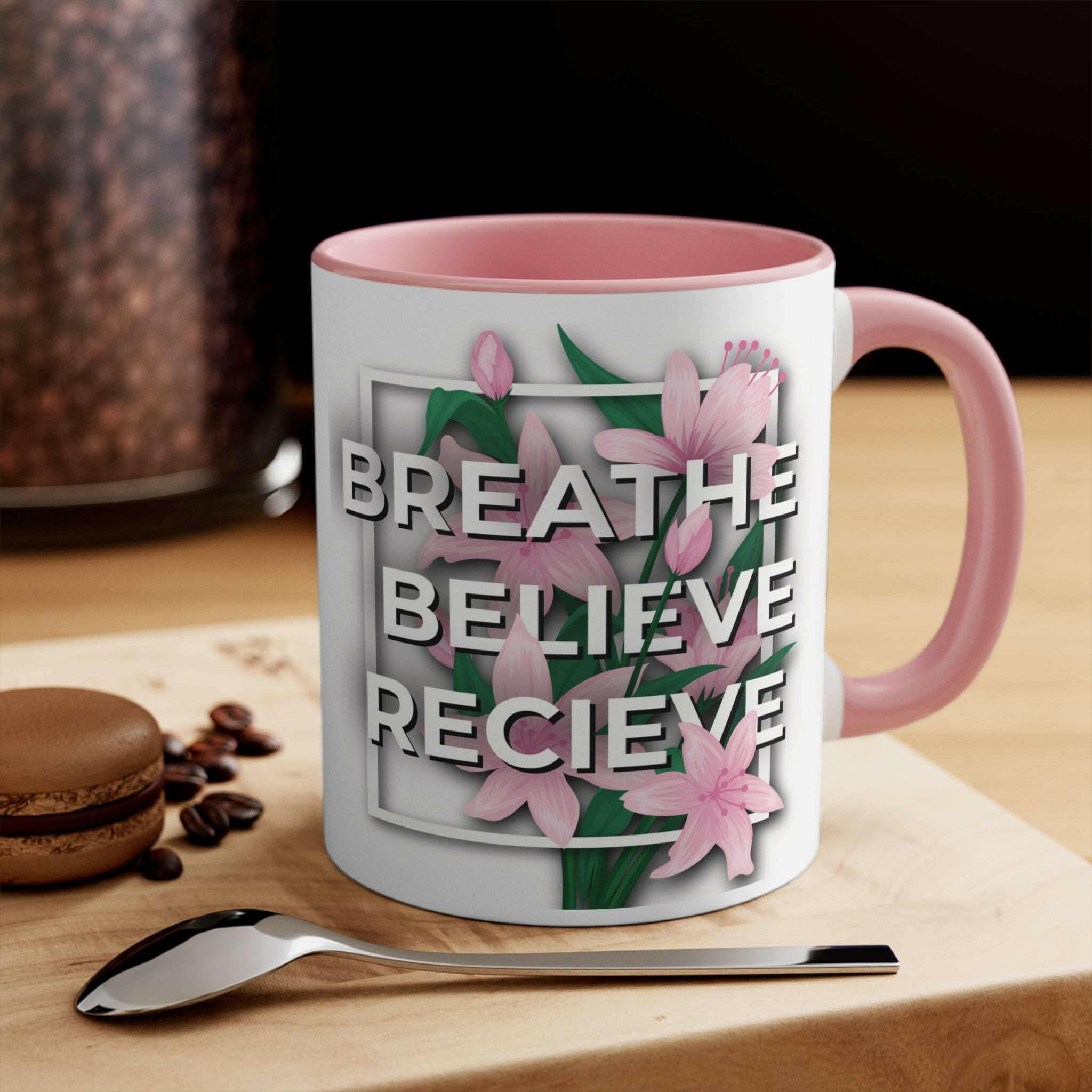Inspirational Floral Coffee Mug, Motivational Drinkware Mug Faith2Print.