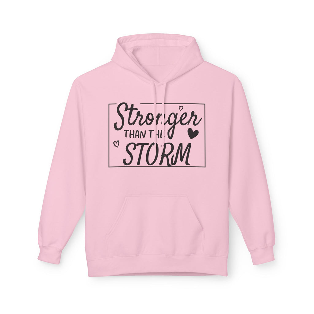 Stronger Than the Storm Fleece Hoodie, Unisex Inspirational Sweatshirt, Motivational Gift, Cozy Layer, Encouragement Apparel, Everyday Wear - Faith2Print