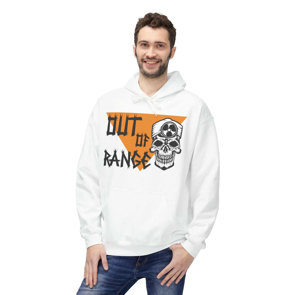 Unisex Out Of Range Hoodie | Softstyle Fleece, Streetwear Comfort, Gift for Him/Her, Casual Wear, Skull Design - Faith2Print