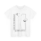 Unisex Heavy Cotton Tee - "Even in the Moonlight, Bloom Gently"