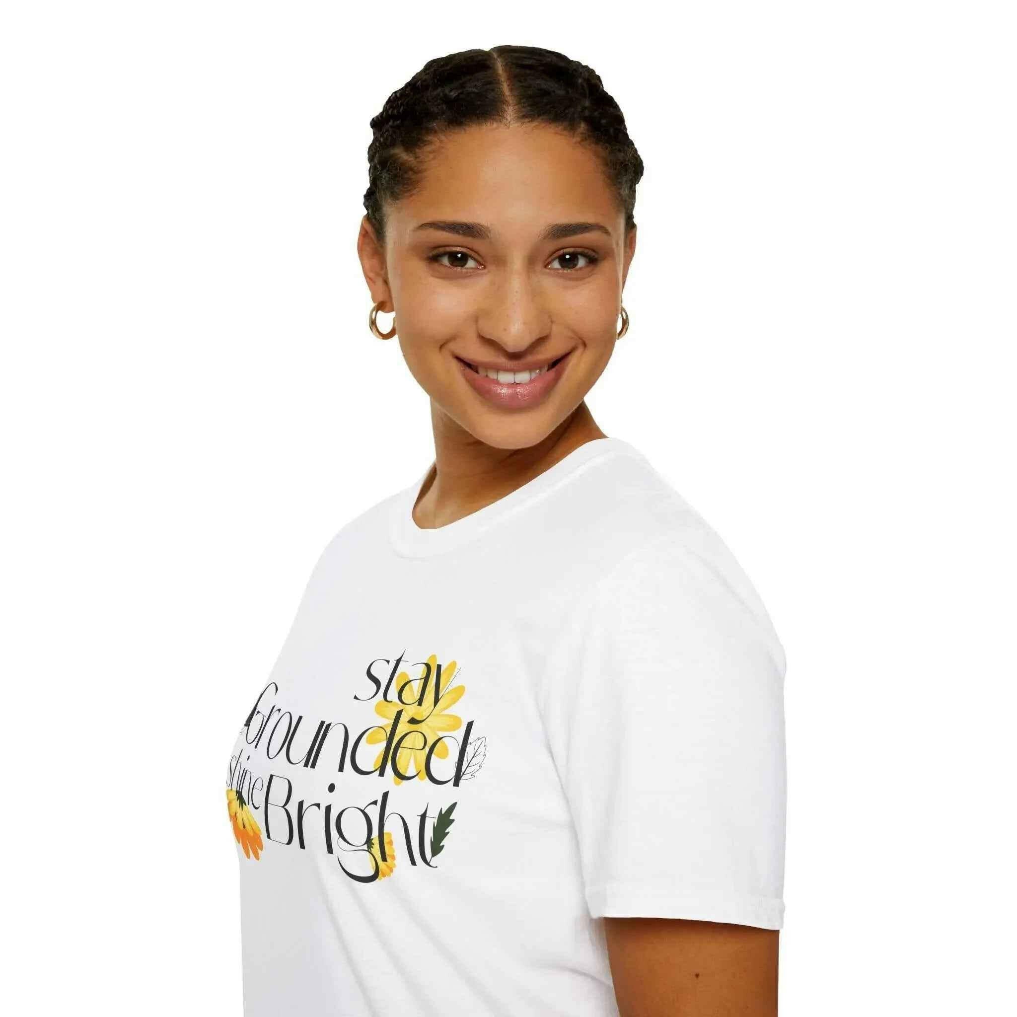 "Stay Grounded Stay Bright" Softstyle Women's Cotton Tee