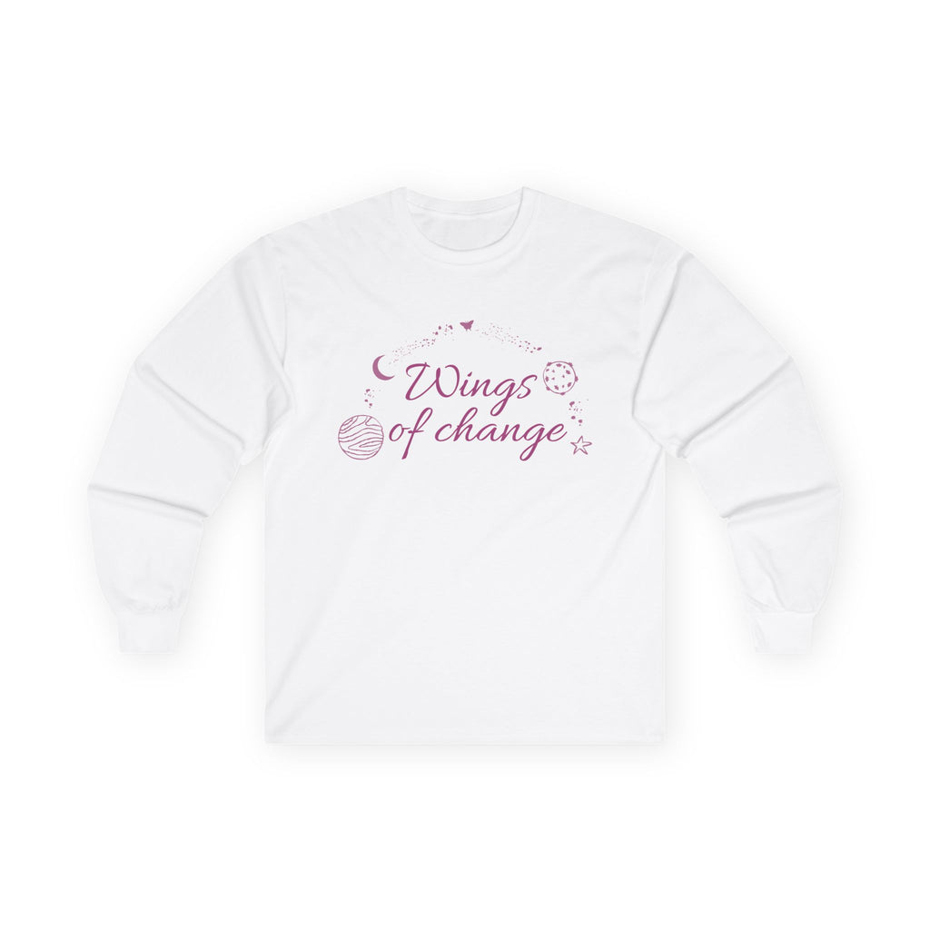 Motivational Long Sleeve Cotton Womens Top graphic Wings of Change