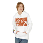 Motivational Hoodie: Focus, Build, Rise - Ideal Gift for Fitness Enthusiasts - Faith2Print