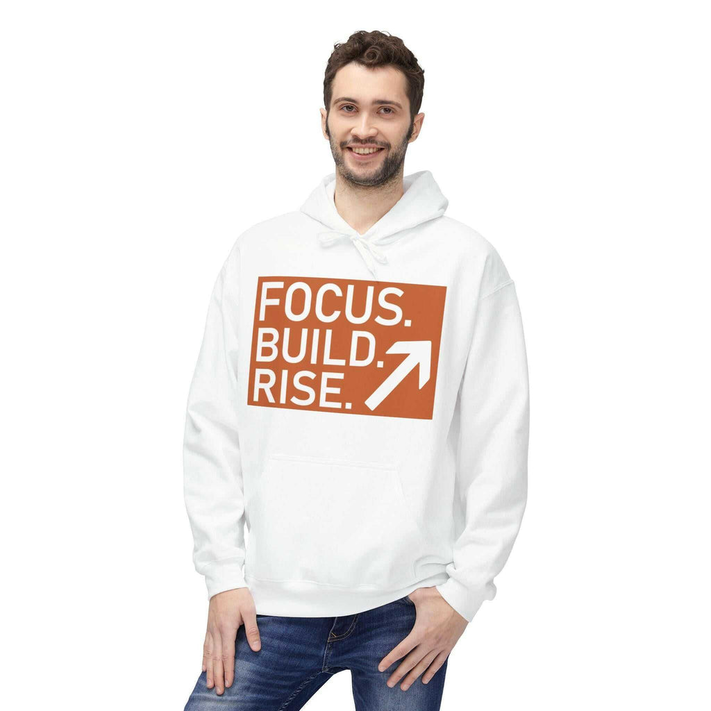 Motivational Hoodie: Focus, Build, Rise - Ideal Gift for Fitness Enthusiasts - Faith2Print