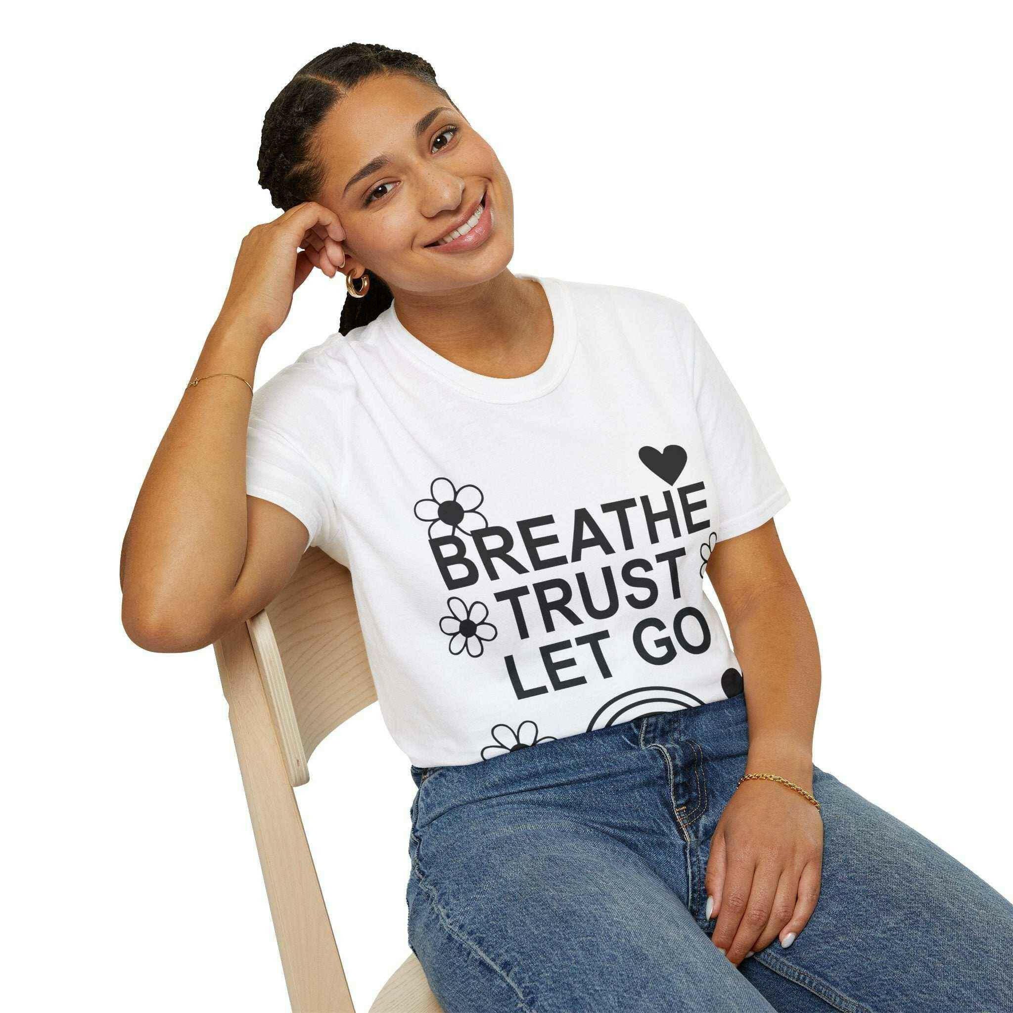 Breathe, Trust, Let Go Unisex Lightweight Cotton Tee
