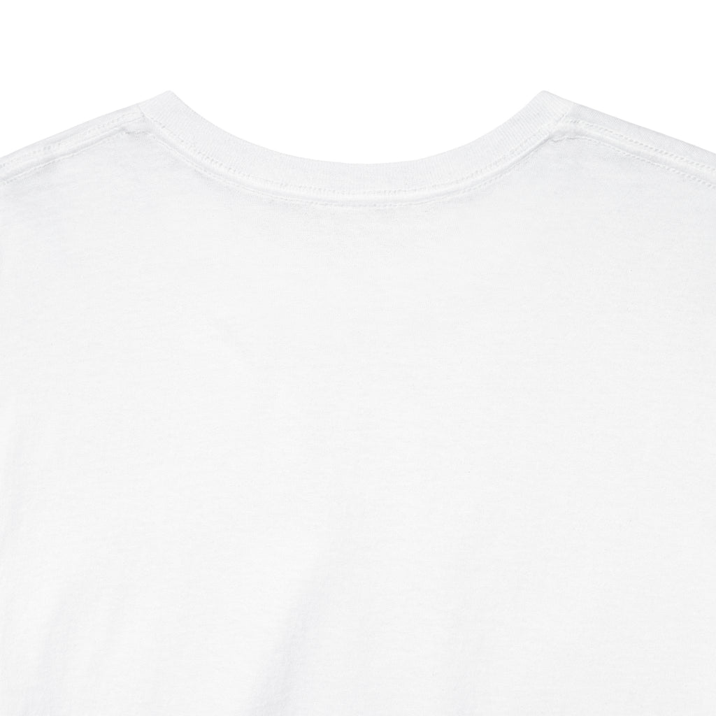 Close-up of Back of a white t-shirt with a plain background