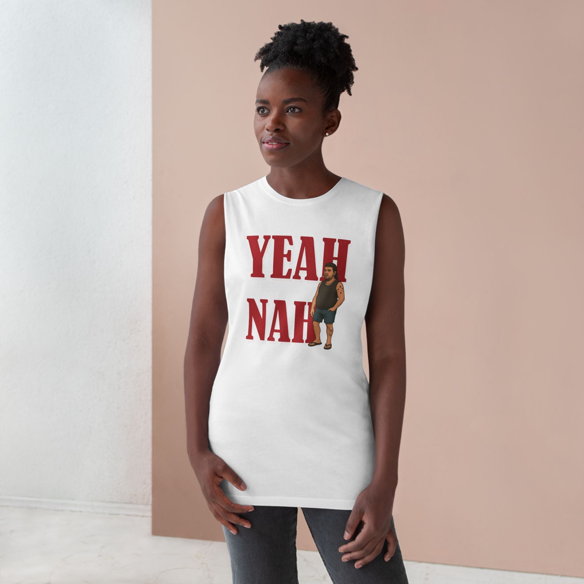 Yeah Nah Unisex Aussie Bogan Humour Tank | AS Colour Unisex Barnard Gym Singlet – Australian Made
