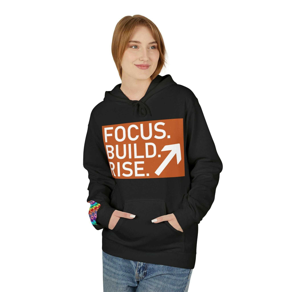 Motivational Hoodie: Focus, Build, Rise - Ideal Gift for Fitness Enthusiasts - Faith2Print