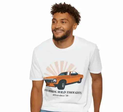 Vintage Car Graphic T-Shirt | Wild Roads Wild Thoughts Tee