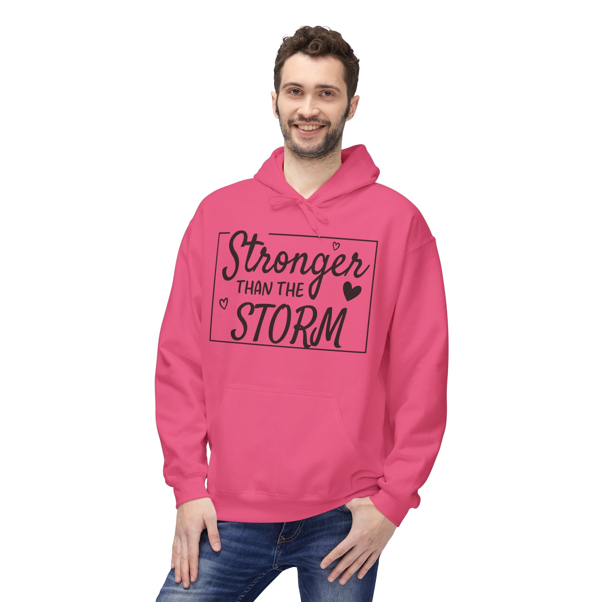 Stronger Than the Storm Fleece Hoodie, Unisex Inspirational Sweatshirt, Motivational Gift, Cozy Layer, Encouragement Apparel, Everyday Wear - Faith2Print