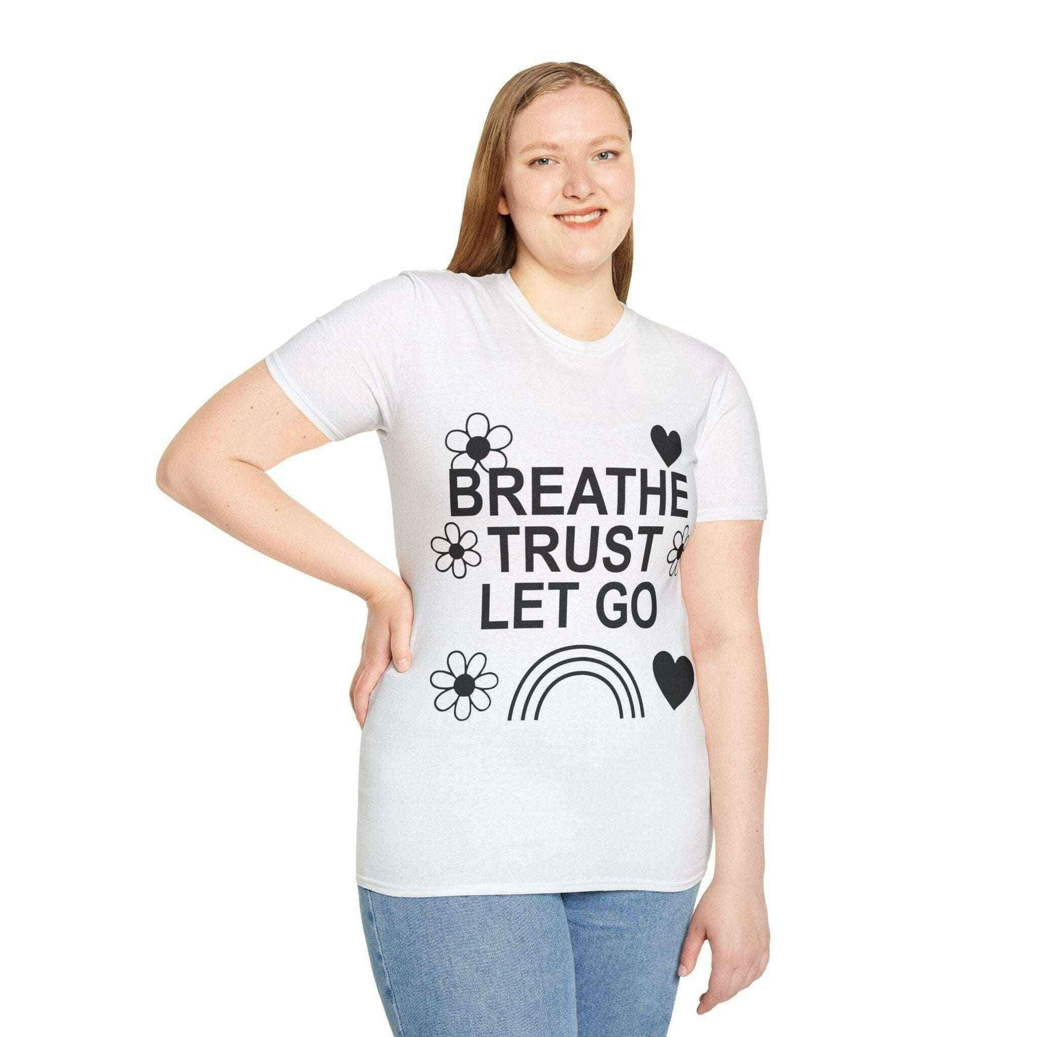 Breathe, Trust, Let Go Unisex Lightweight Cotton Tee