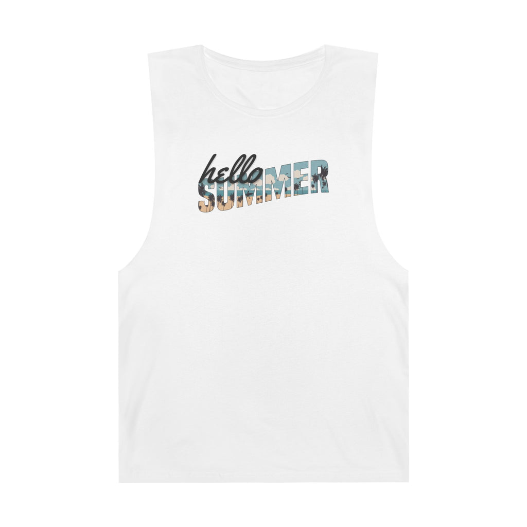 Men's Summer Graphic Tank Top, Beach Wear, Casual Summer Outfit, Vacation Essentials, Trendy Sleeveless Shirt, Hello Summer Design Tank Top Faith2Print.