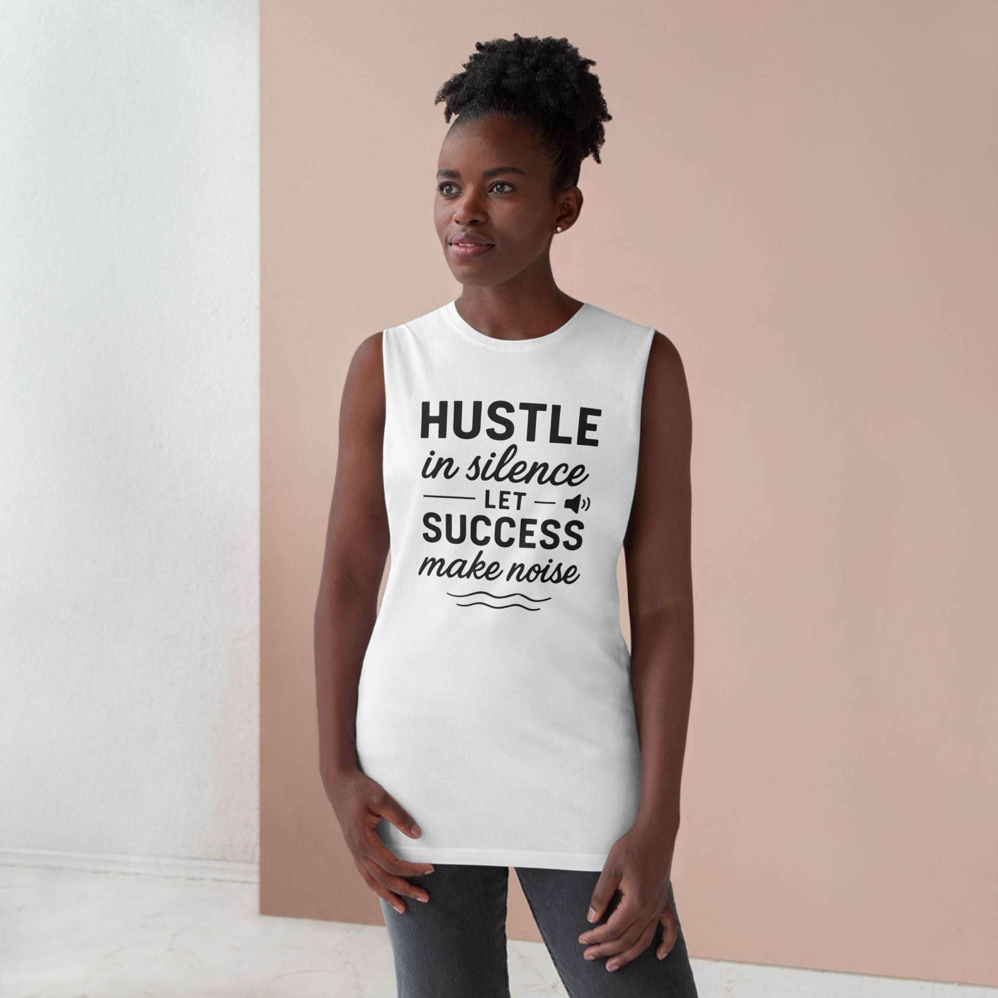 Motivational Tank Top - Unisex Hustle in Silence Success Make Noise Tee, Gym Wear Tank Top Faith2Print.