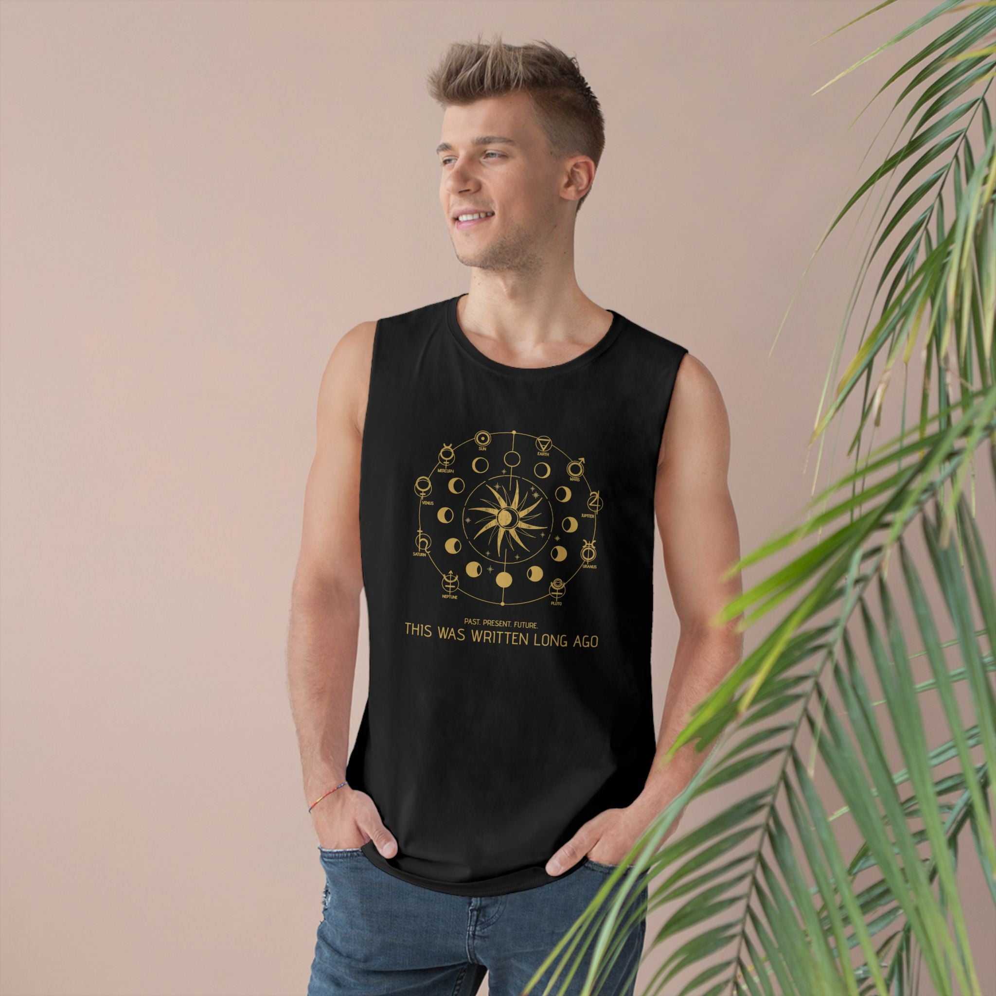 Celestial Graphic Tank Top, Astrology Inspired Unisex Tank, Bohemian Style Sleeveless Shirt, Zodiac Symbol Apparel, Festival Outfit