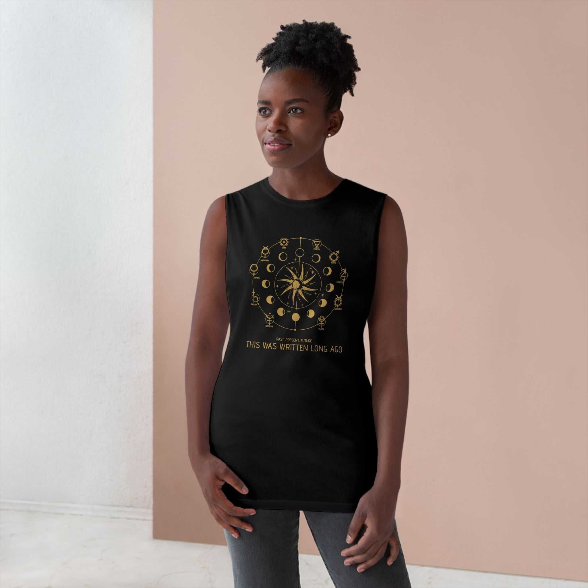 Celestial Graphic Tank Top, Astrology Inspired Unisex Tank, Bohemian Style Sleeveless Shirt, Zodiac Symbol Apparel, Festival Outfit