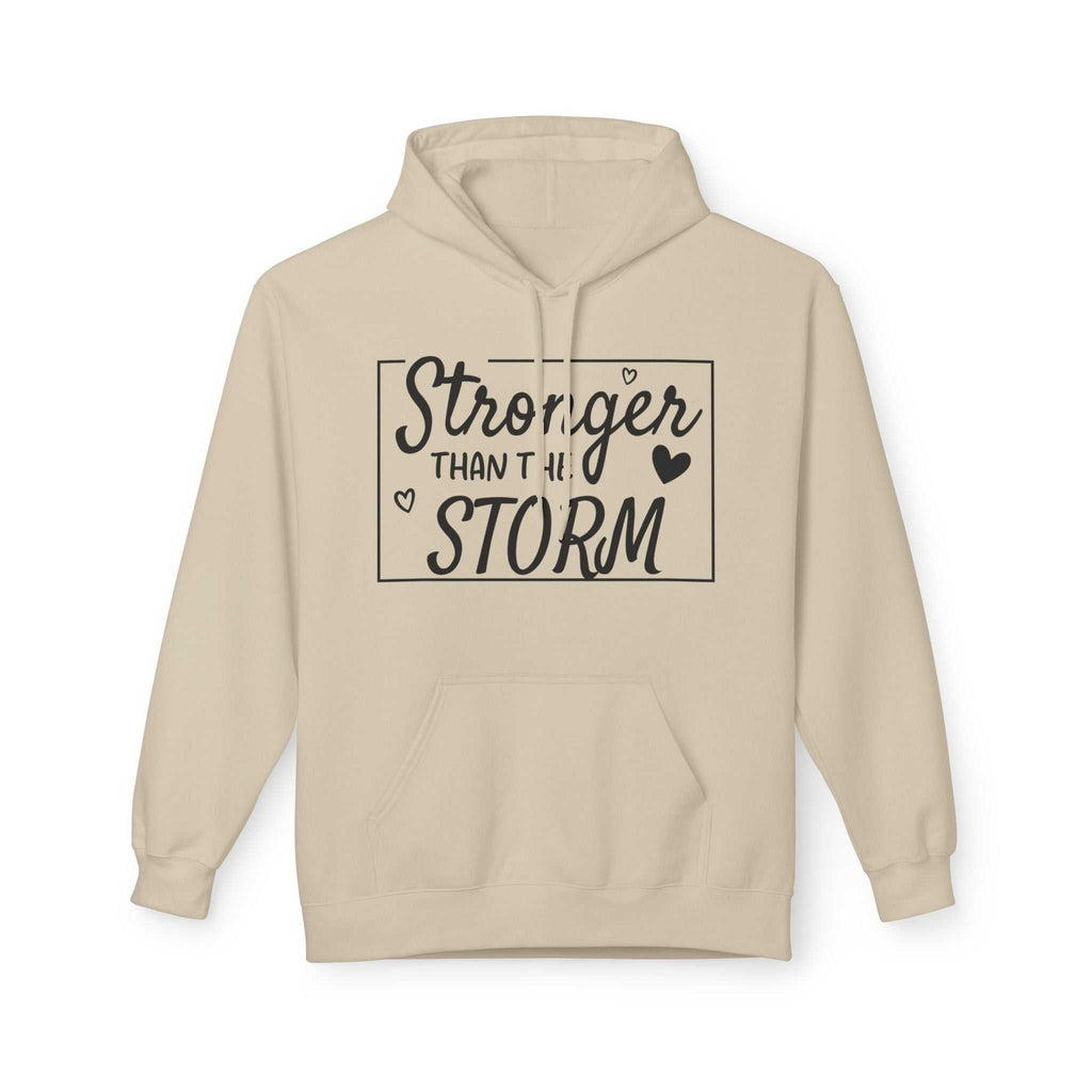 Stronger Than the Storm Fleece Hoodie, Unisex Inspirational Sweatshirt, Motivational Gift, Cozy Layer, Encouragement Apparel, Everyday Wear - Faith2Print