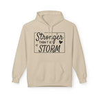 Stronger Than the Storm Fleece Hoodie, Unisex Inspirational Sweatshirt, Motivational Gift, Cozy Layer, Encouragement Apparel, Everyday Wear - Faith2Print