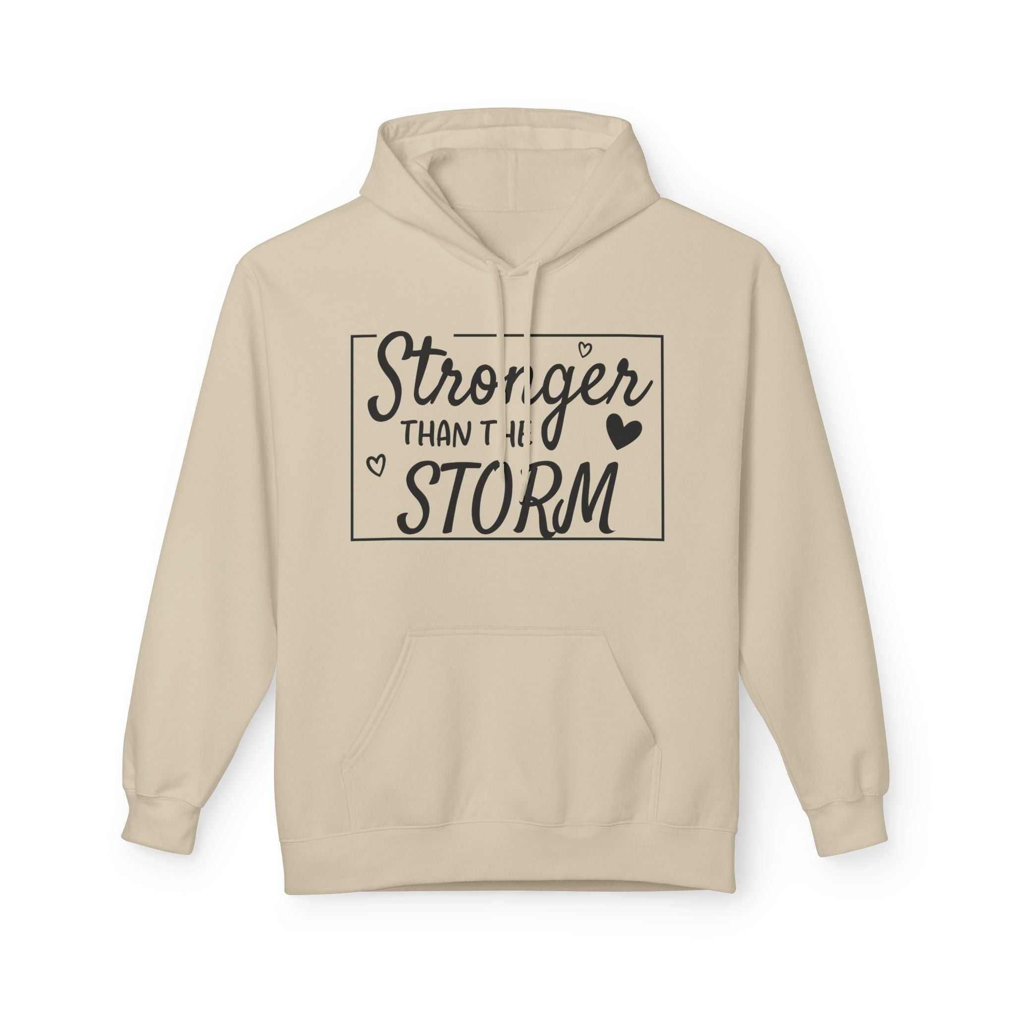 Stronger Than the Storm Fleece Hoodie, Unisex Inspirational Sweatshirt, Motivational Gift, Cozy Layer, Encouragement Apparel, Everyday Wear - Faith2Print