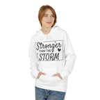 Stronger Than the Storm Fleece Hoodie, Unisex Inspirational Sweatshirt, Motivational Gift, Cozy Layer, Encouragement Apparel, Everyday Wear - Faith2Print