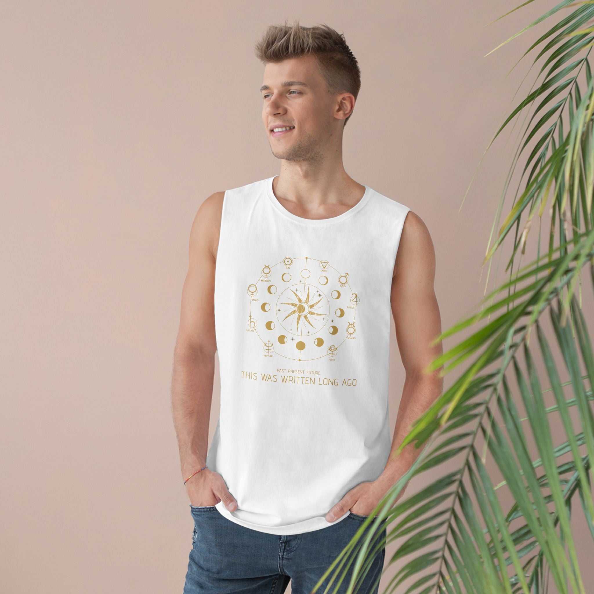 Celestial Graphic Tank Top, Astrology Inspired Unisex Tank, Bohemian Style Sleeveless Shirt, Zodiac Symbol Apparel, Festival Outfit