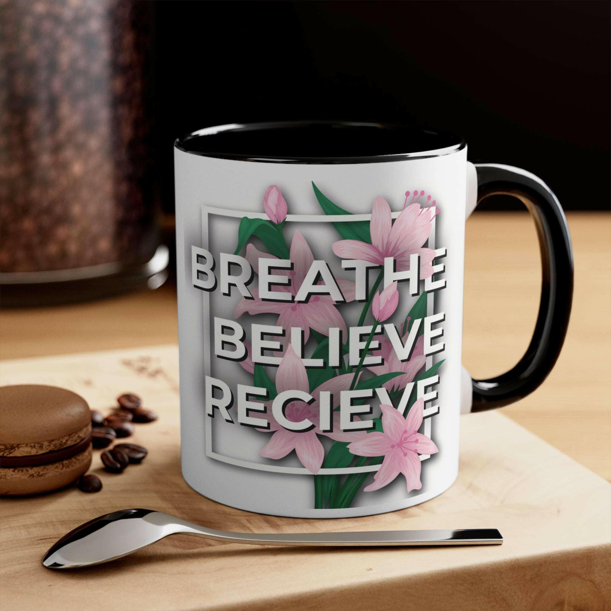 Inspirational Floral Coffee Mug, Motivational Drinkware Mug Faith2Print.