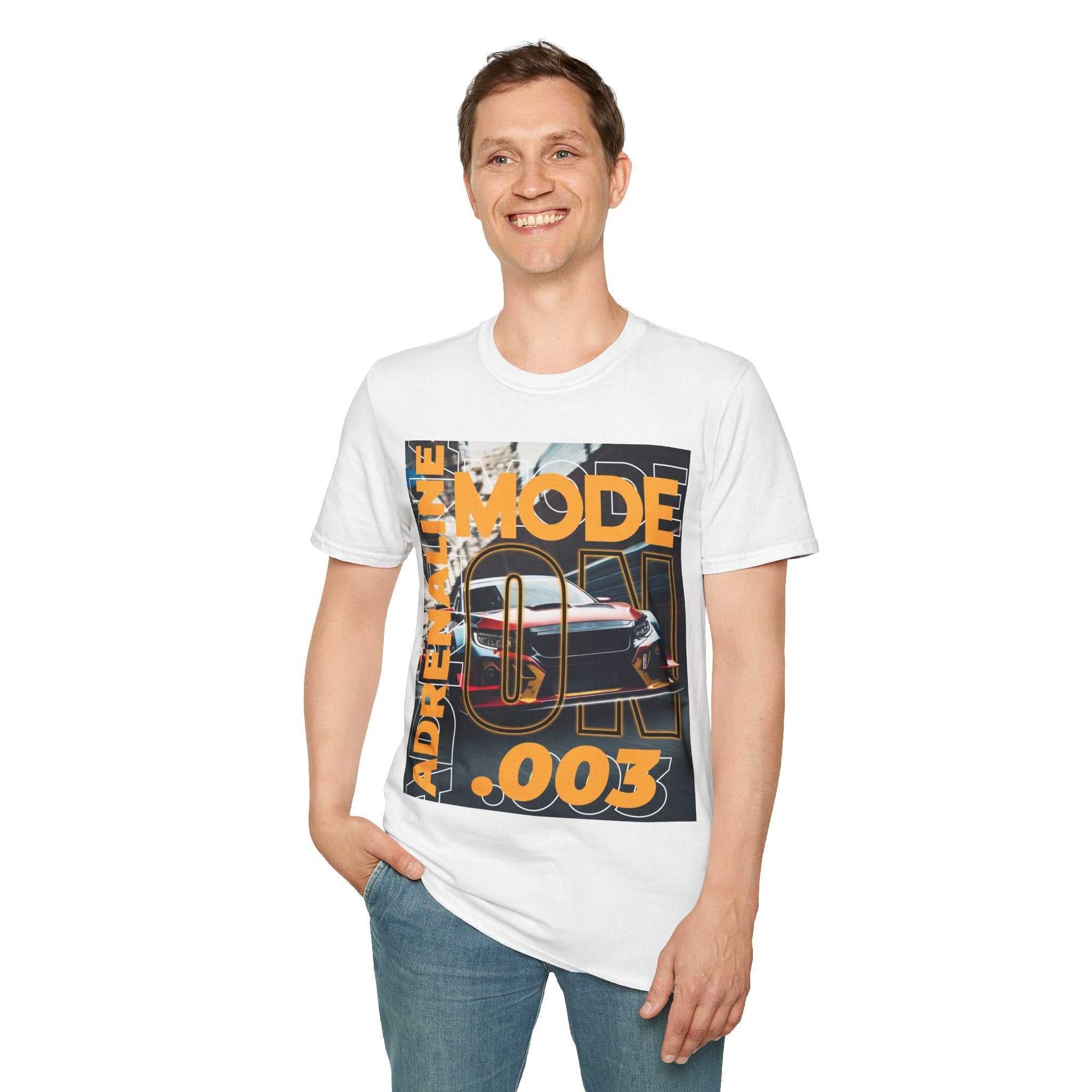 Adrenaline Mode Unisex Softstyle T-Shirt, Cool Graphic Tee, Car Enthusiast Gift, Casual Wear, Streetwear Fashion, Auto Lover Shirt