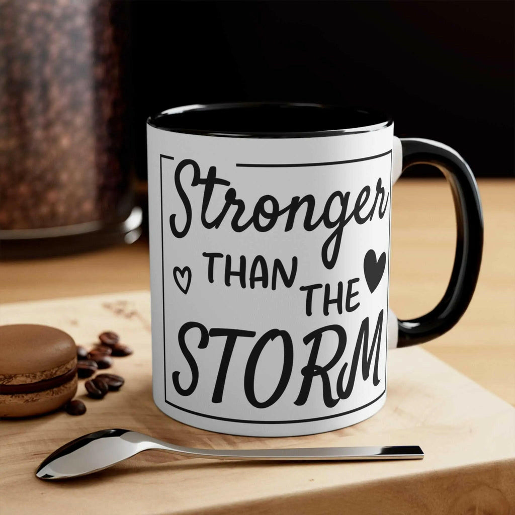 Colourful Inspirational Mug, Stronger Than the Storm Coffee Cup 11oz 11oz Black Mug 8687496088110829247-2048-_2
