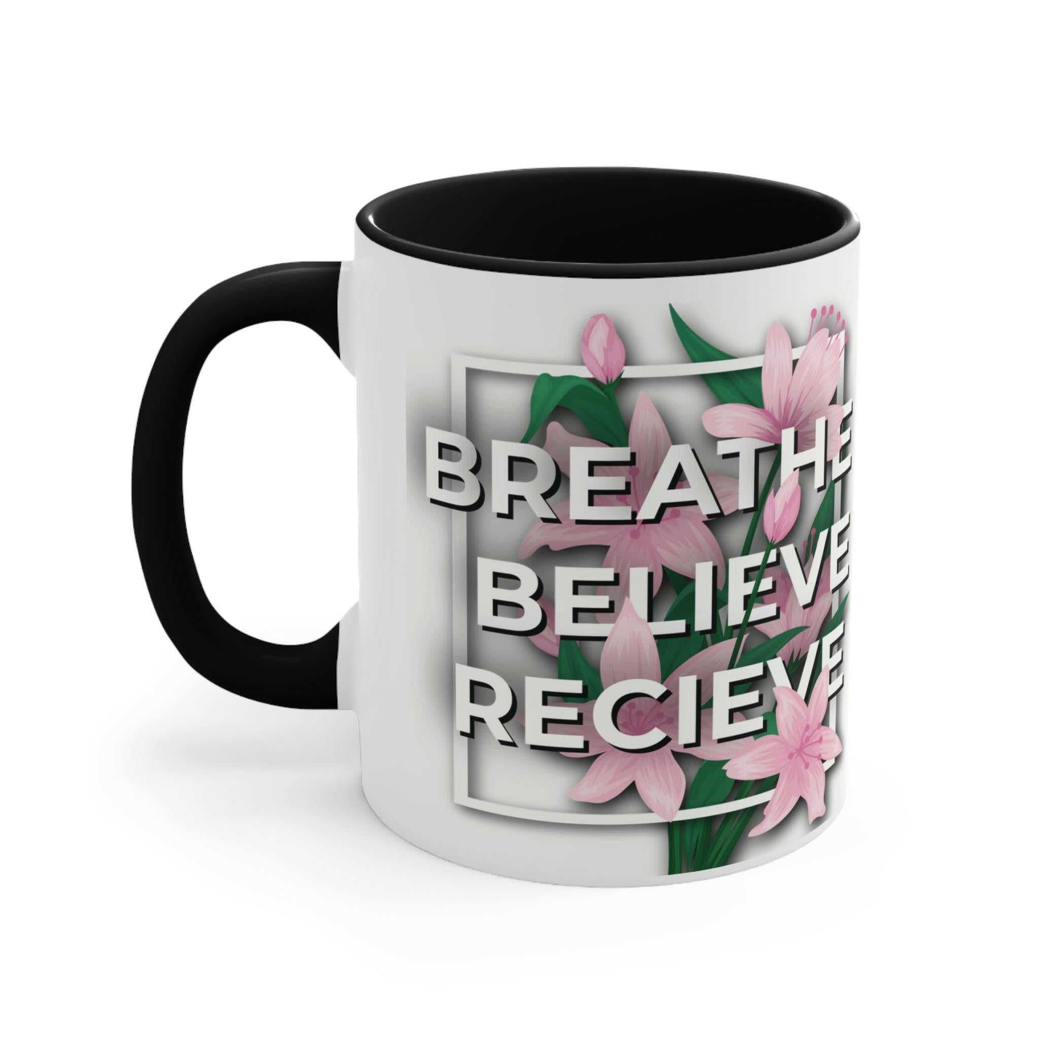 Inspirational Floral Coffee Mug, Motivational Drinkware Mug Faith2Print.