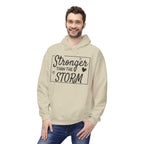 Stronger Than the Storm Fleece Hoodie, Unisex Inspirational Sweatshirt, Motivational Gift, Cozy Layer, Encouragement Apparel, Everyday Wear - Faith2Print